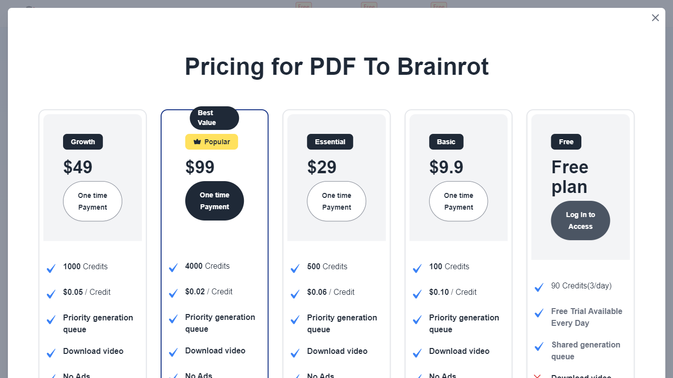 PDF To Brainrot AI Pricing, Reviews, Alternatives AI Video Generation
