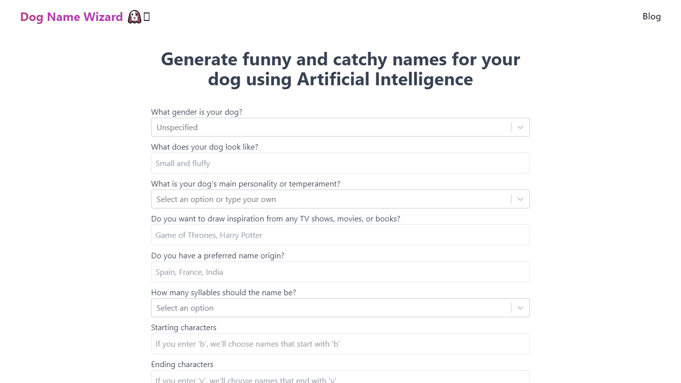 Dog Name Wizard