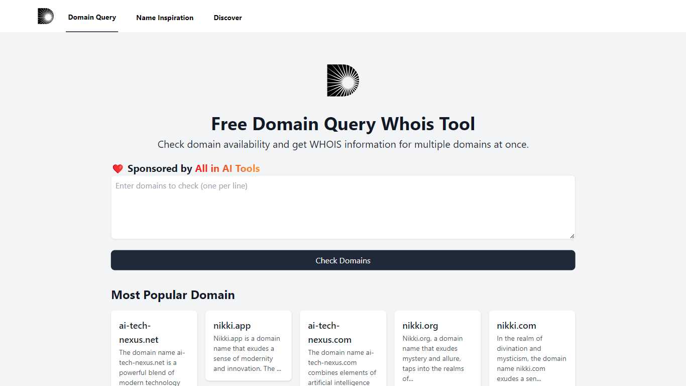 Domain Query Tool