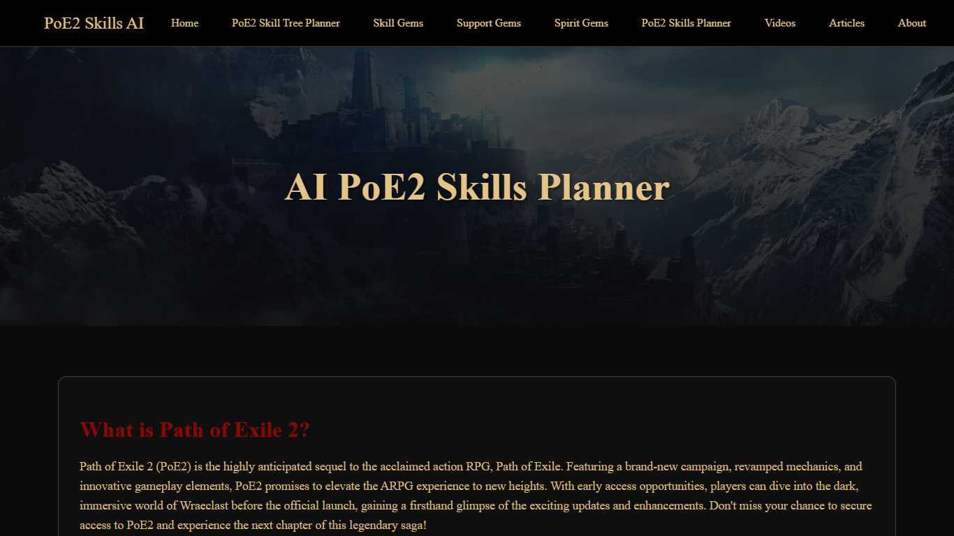 AI PoE2 Skills Planner