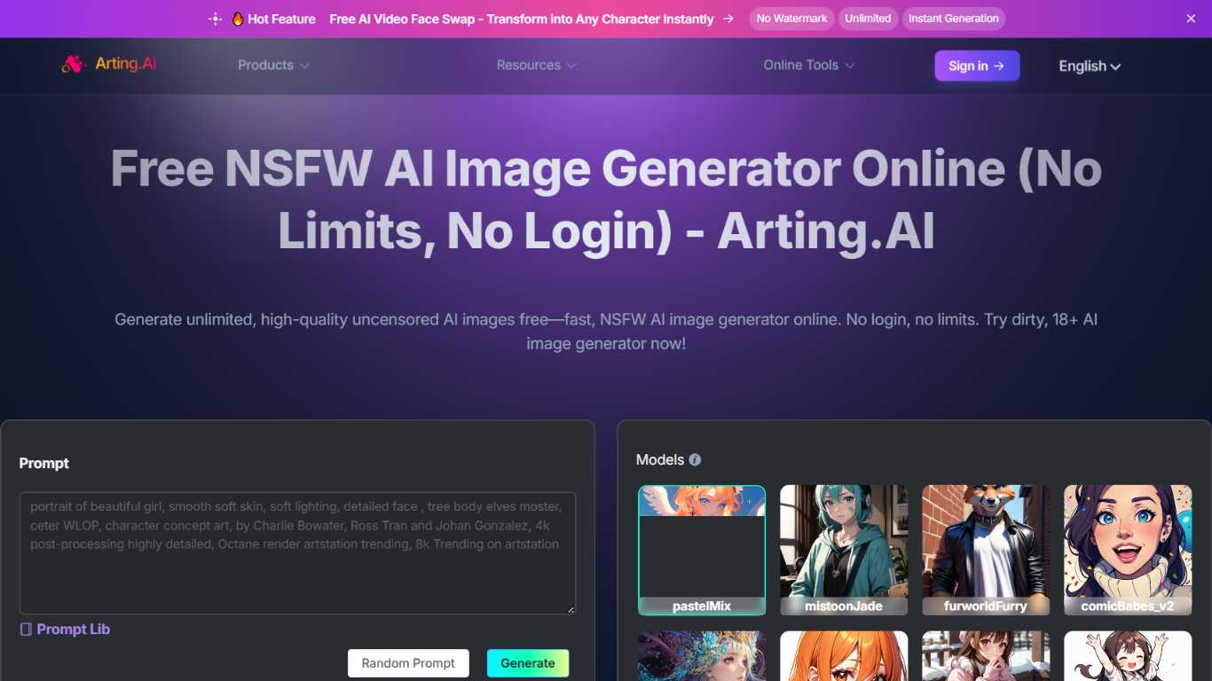 Arting NSFW AI Image Generator