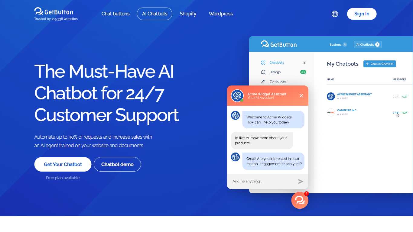 GetButton AI Chatbots