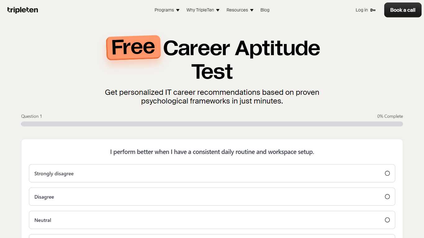 TripleTen Career Aptitude Test