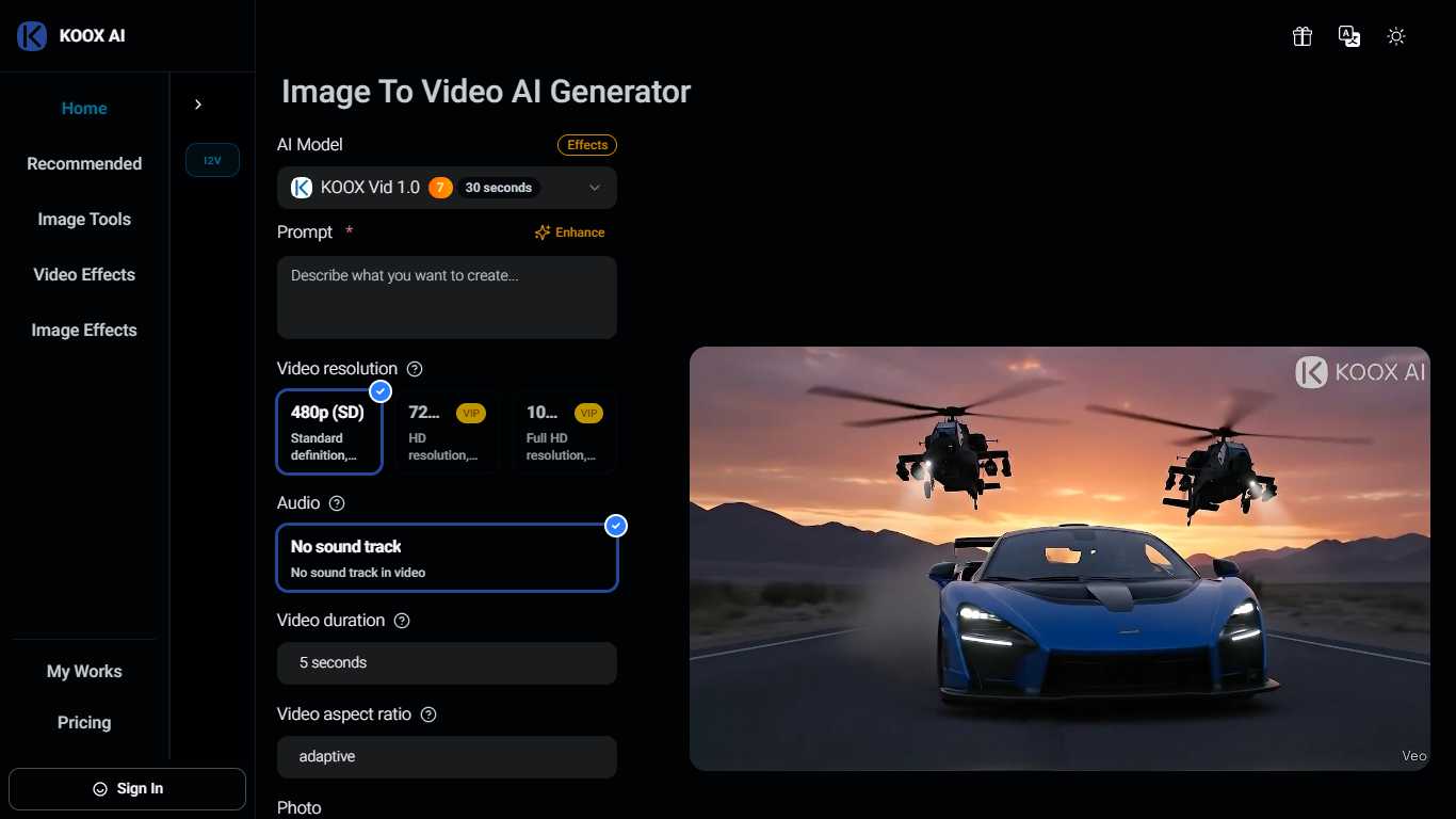 IMAGE TO VIDEO - KOOX AI