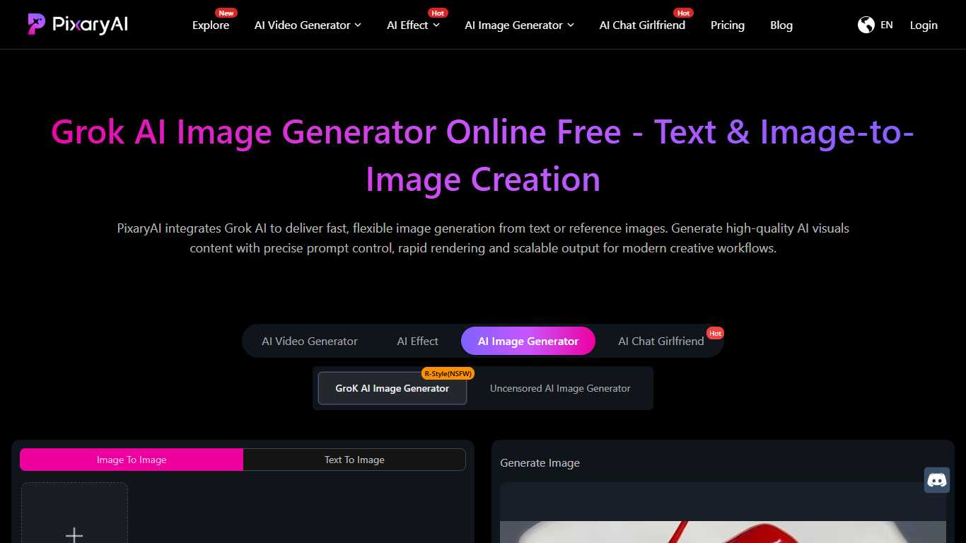 Grok AI Image Generator by PixaryAI
