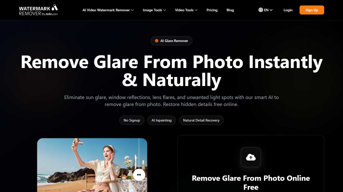 AI Remove Glare From Photo