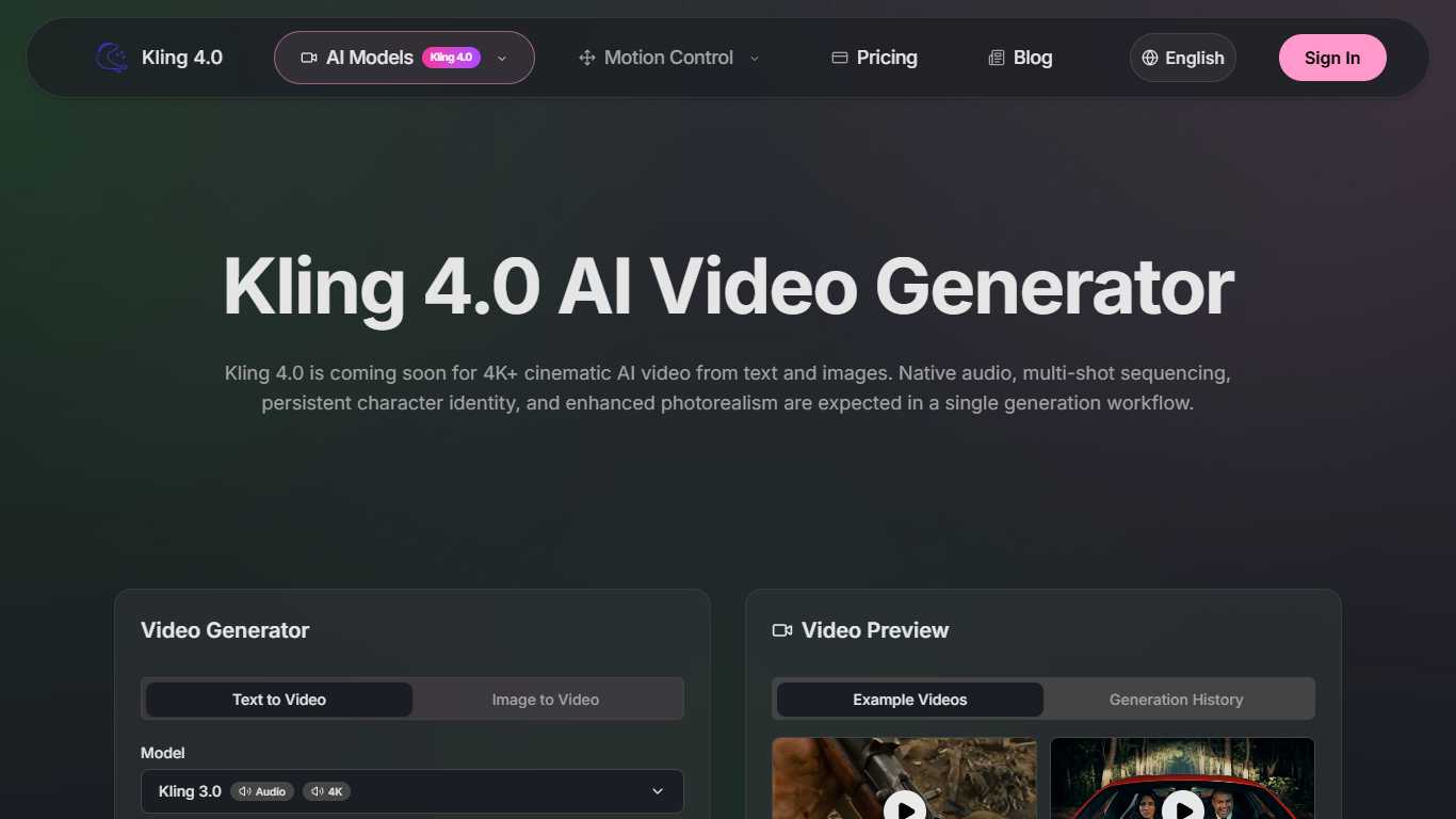 Kling 4.0 AI Video Generator