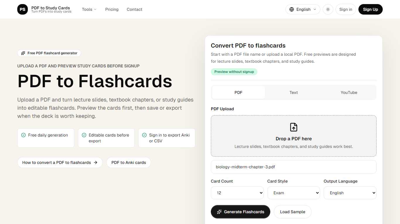 PDF to Study Cards