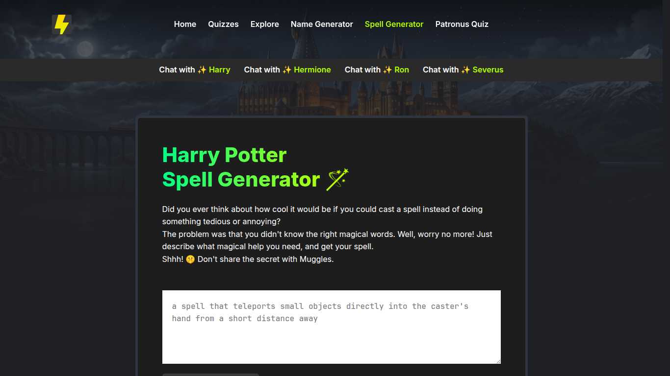Harry Potter Spell Generator