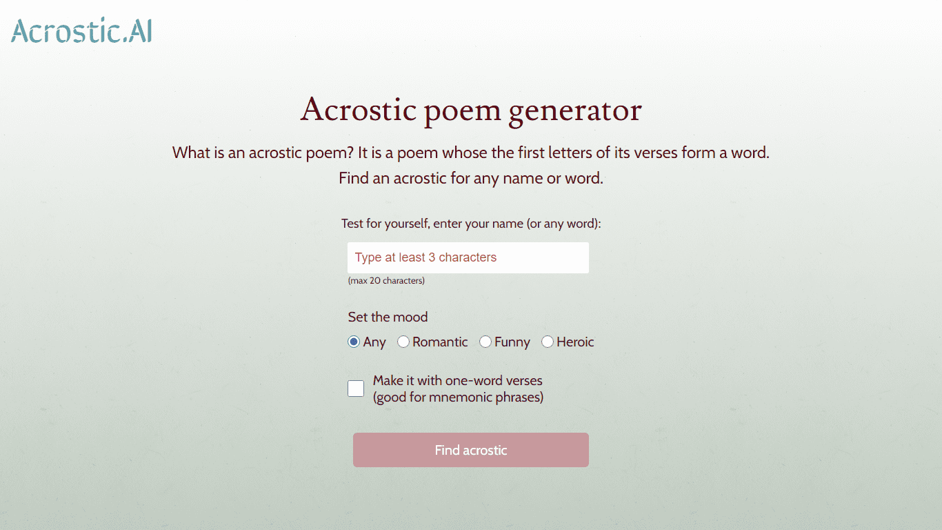 Acrostic poem generator
