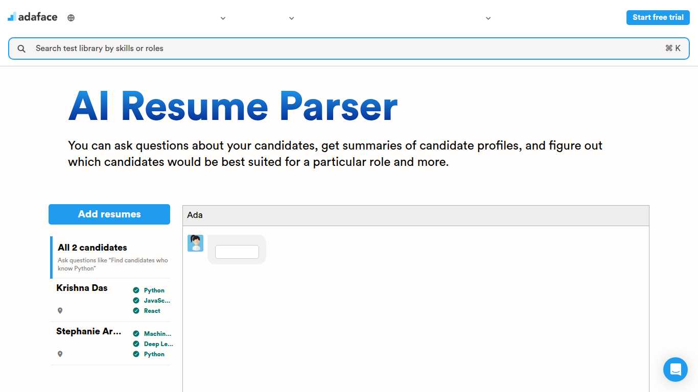 Adaface AI Resume Parser