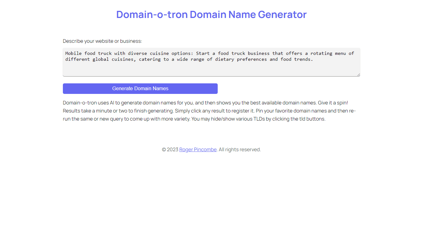 Domain-o-tron Domain Name Generator