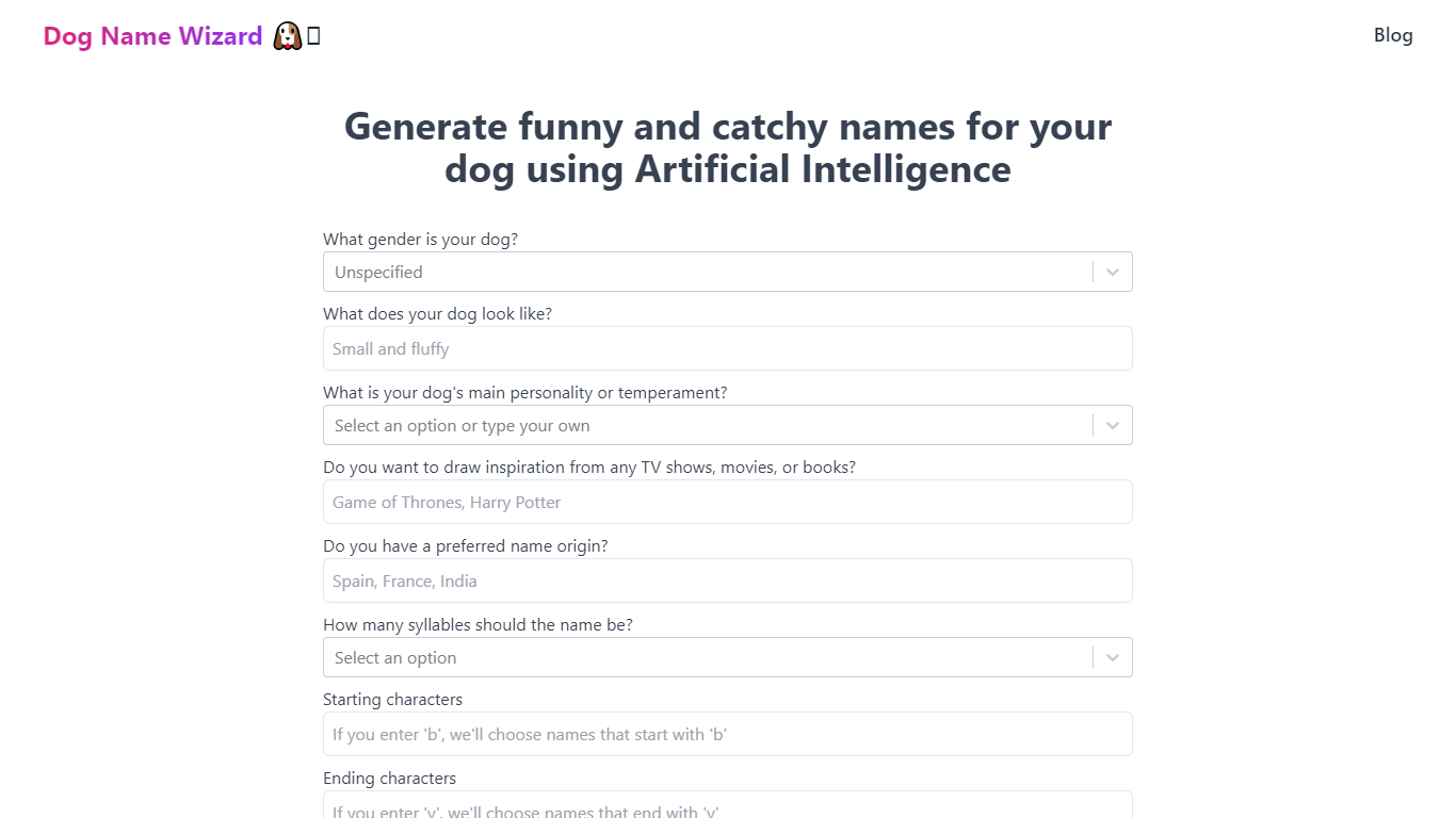 Dog Name Wizard