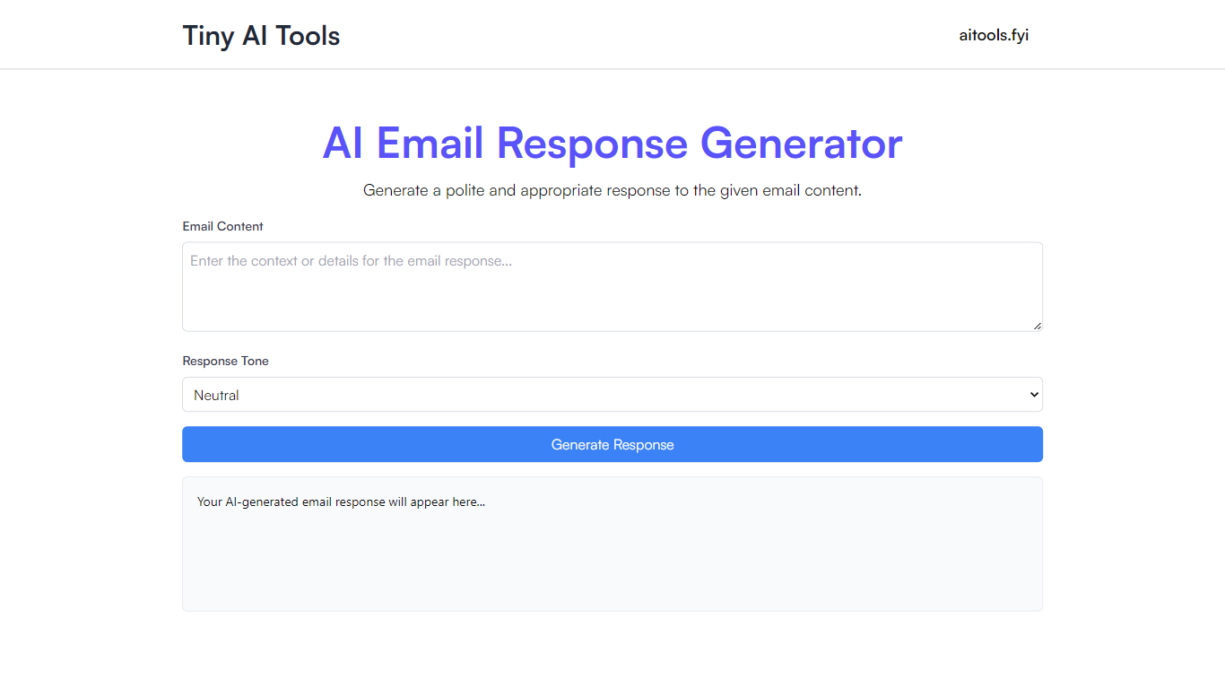 AI Email Response Generator - Tiny AI Tools