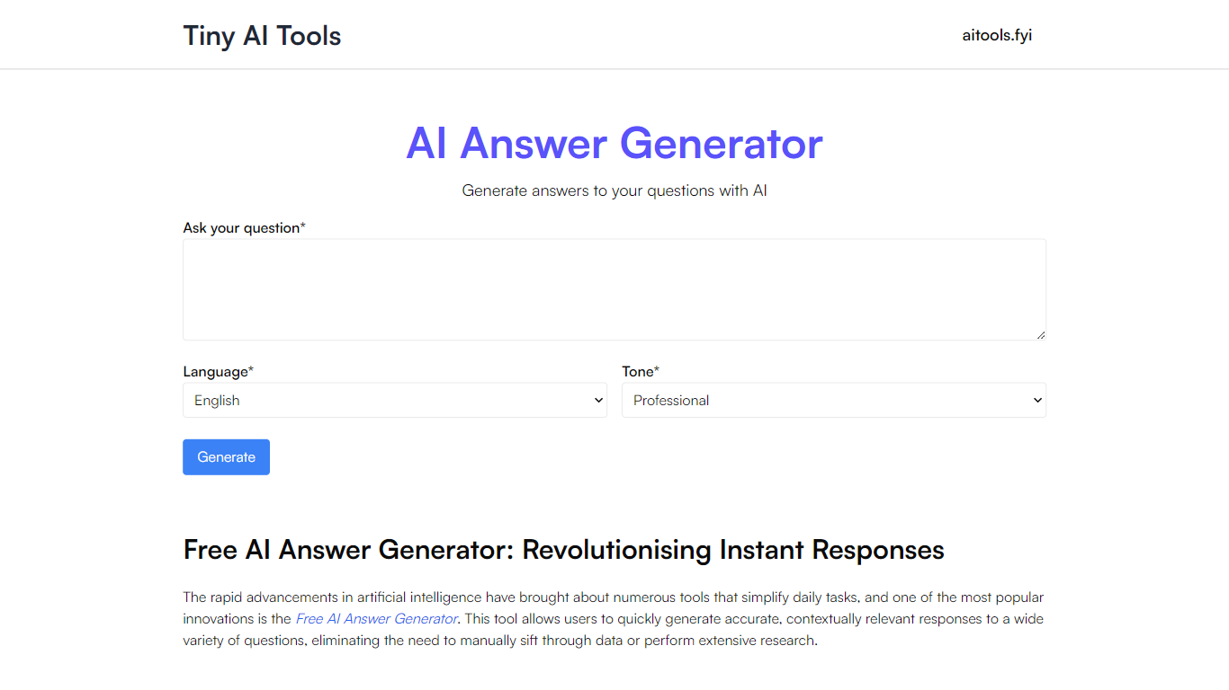 AI Answer Generator - Tiny AI Tools