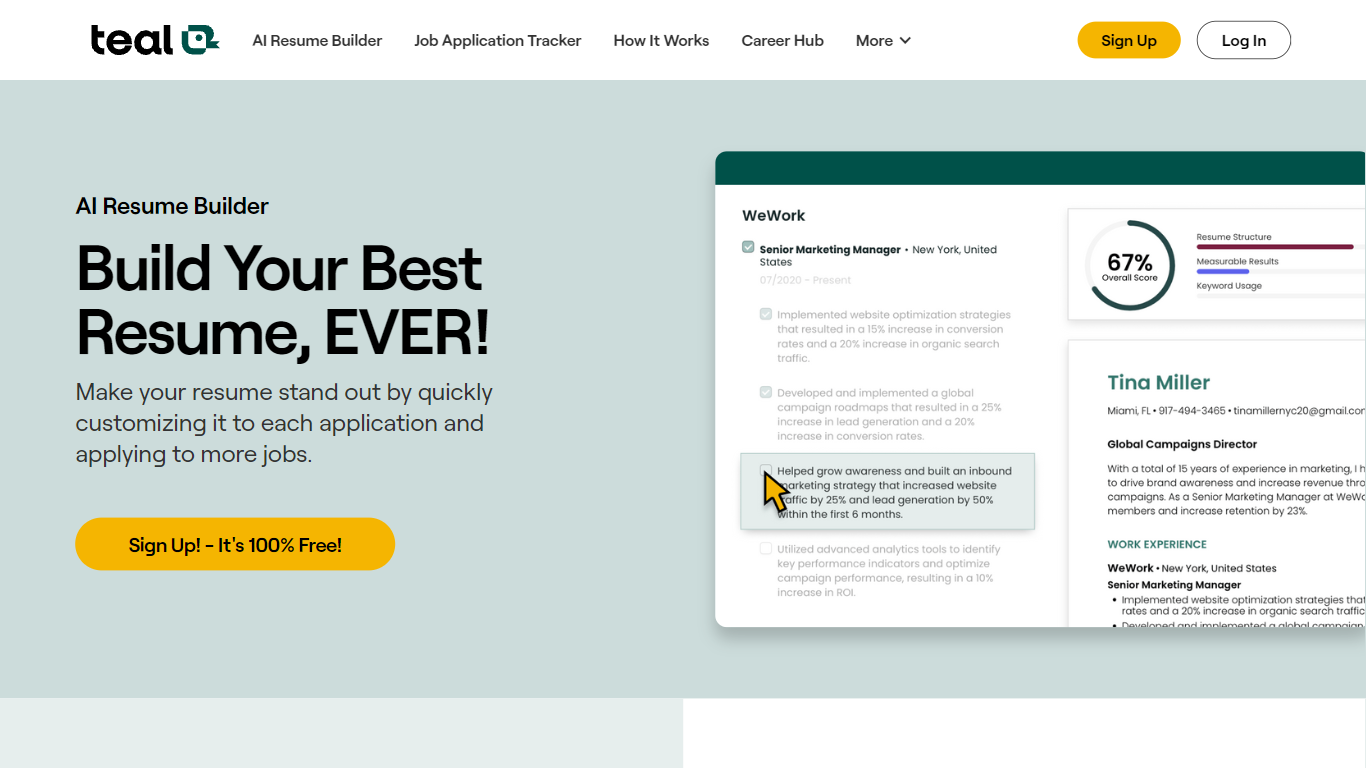 TealHQ AI Resume Builder