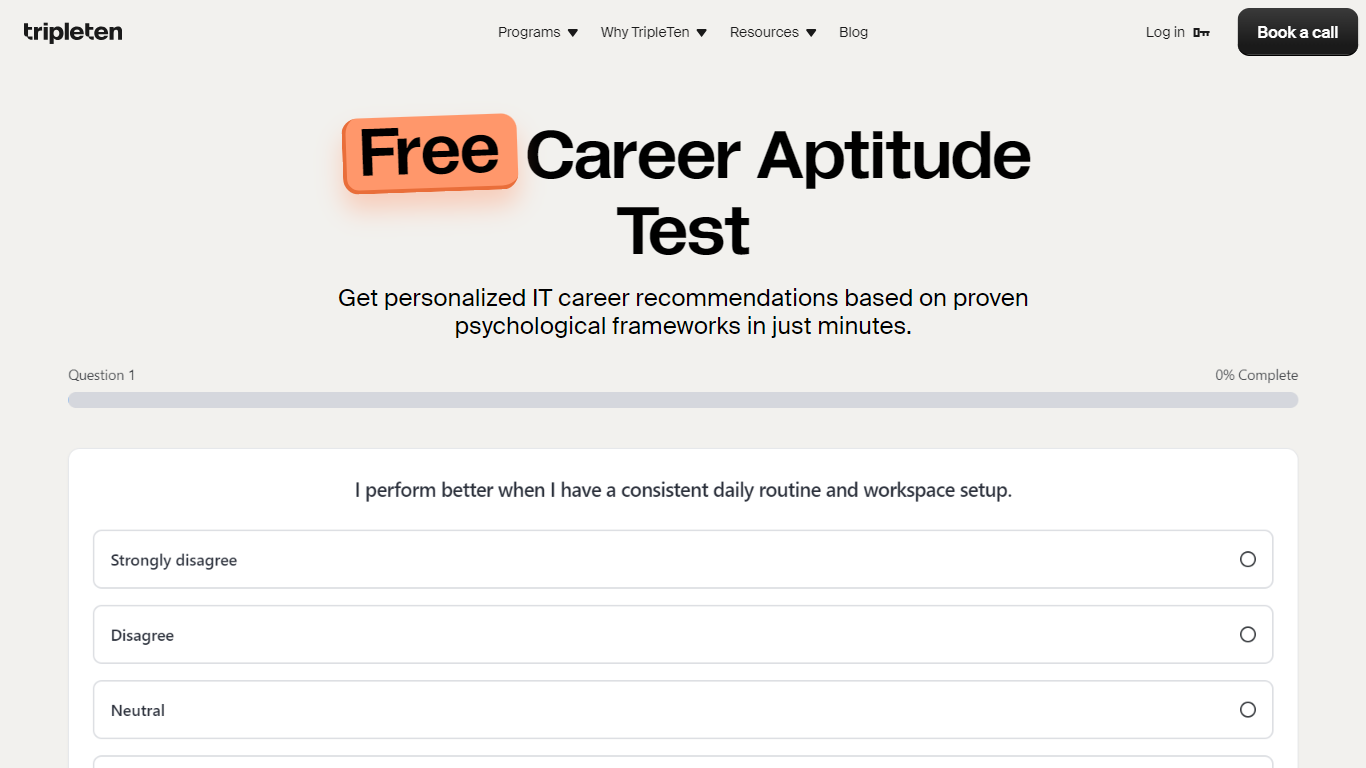 TripleTen Career Aptitude Test