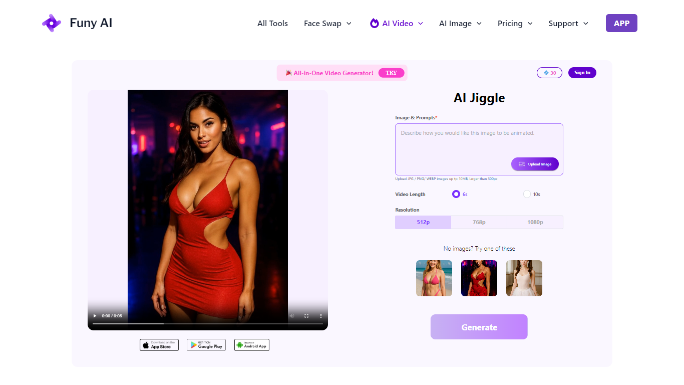 Free AI Jiggle Video Generator by FunyAI - AI Boobs Generator}