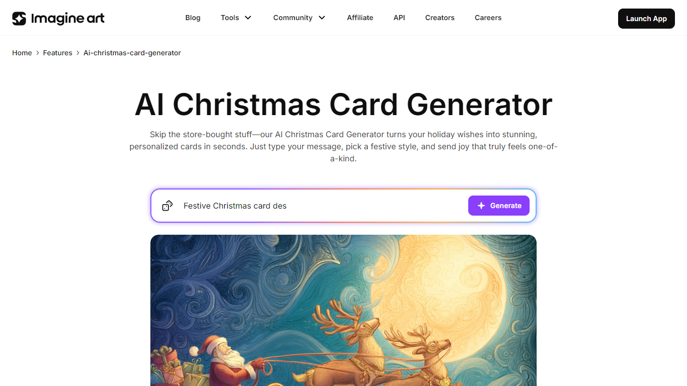 AI Christmas Card by Imagine art - AI Christmas Card Generator}