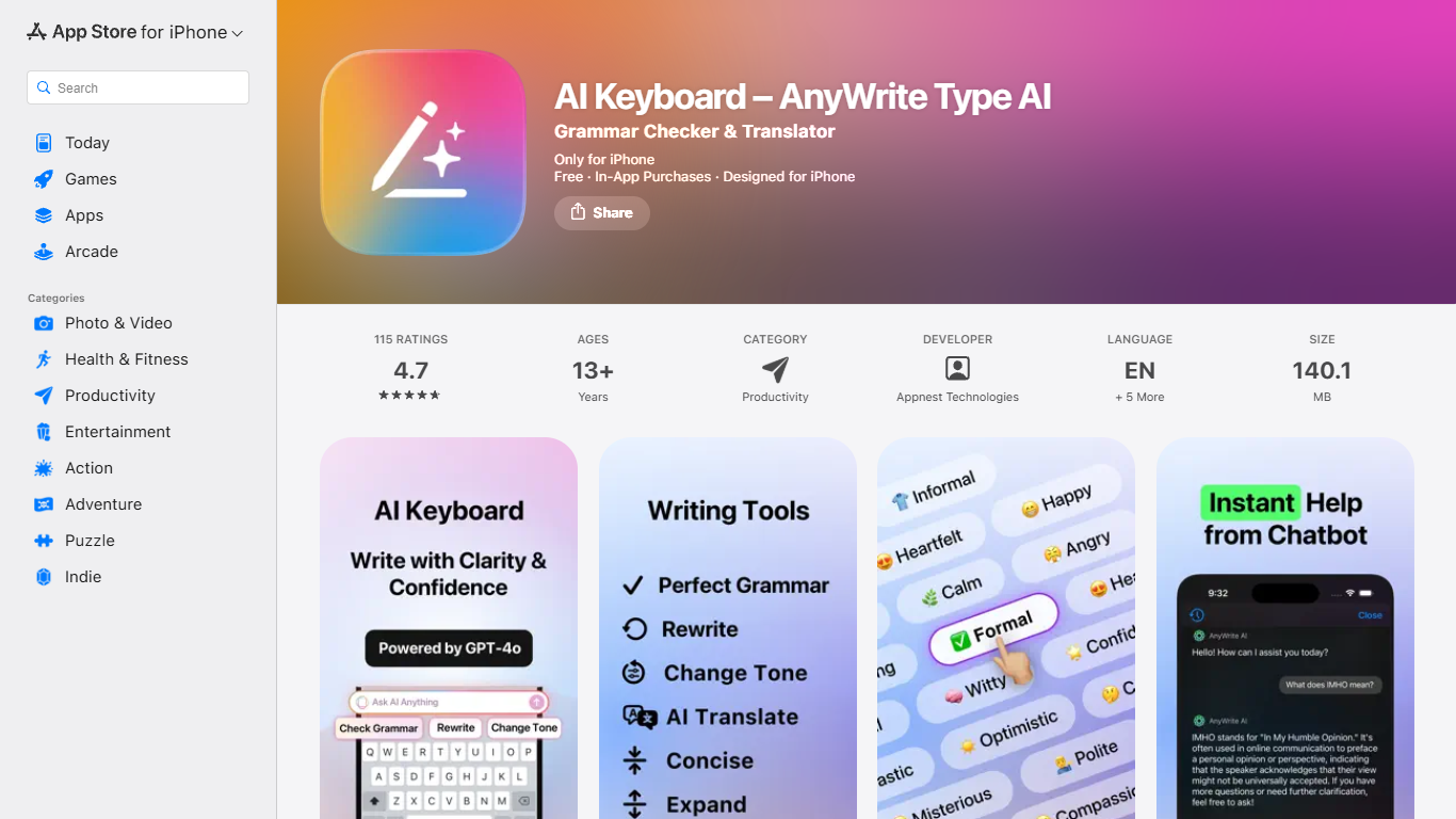AnyWrite - AI Keyboard