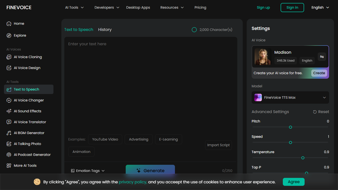 FineVoice Text to Speech