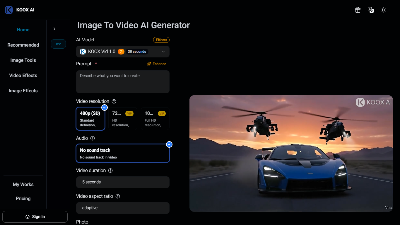 IMAGE TO VIDEO - KOOX AI