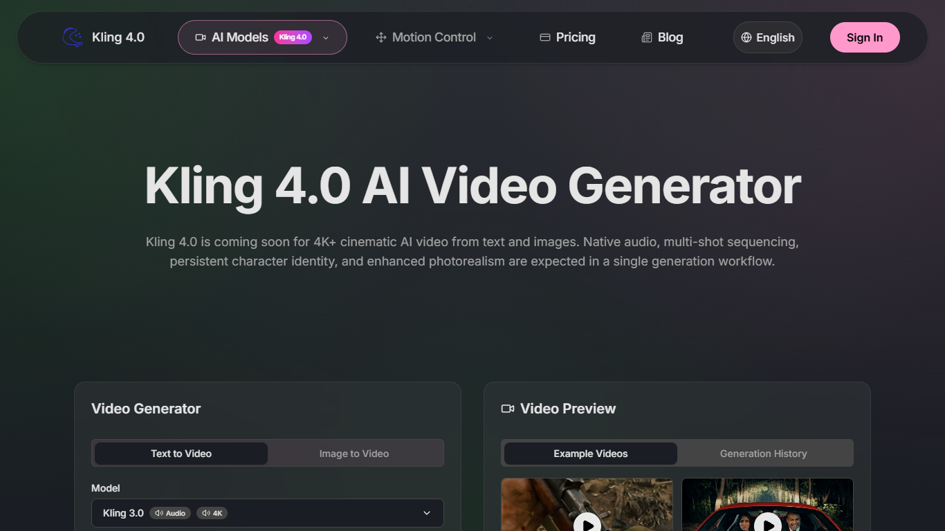 Kling 4.0 AI Video Generator