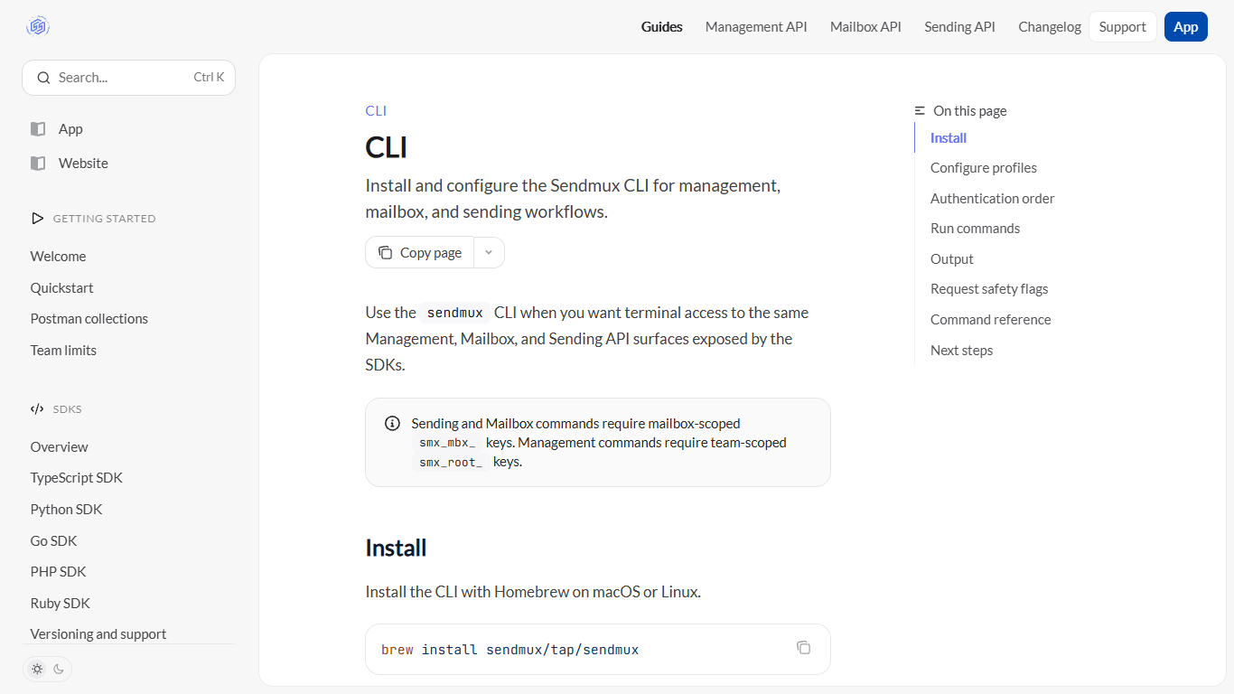 Sendmux CLI