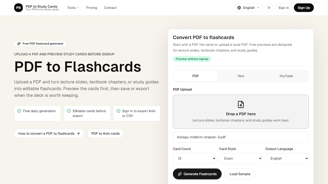 PDF to Study Cards