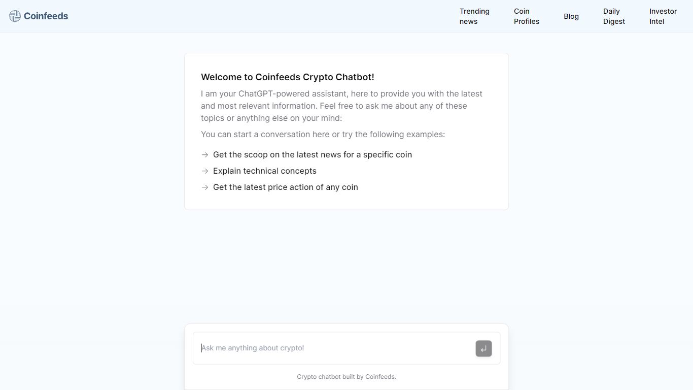 Coinfeeds Crypto Chatbot