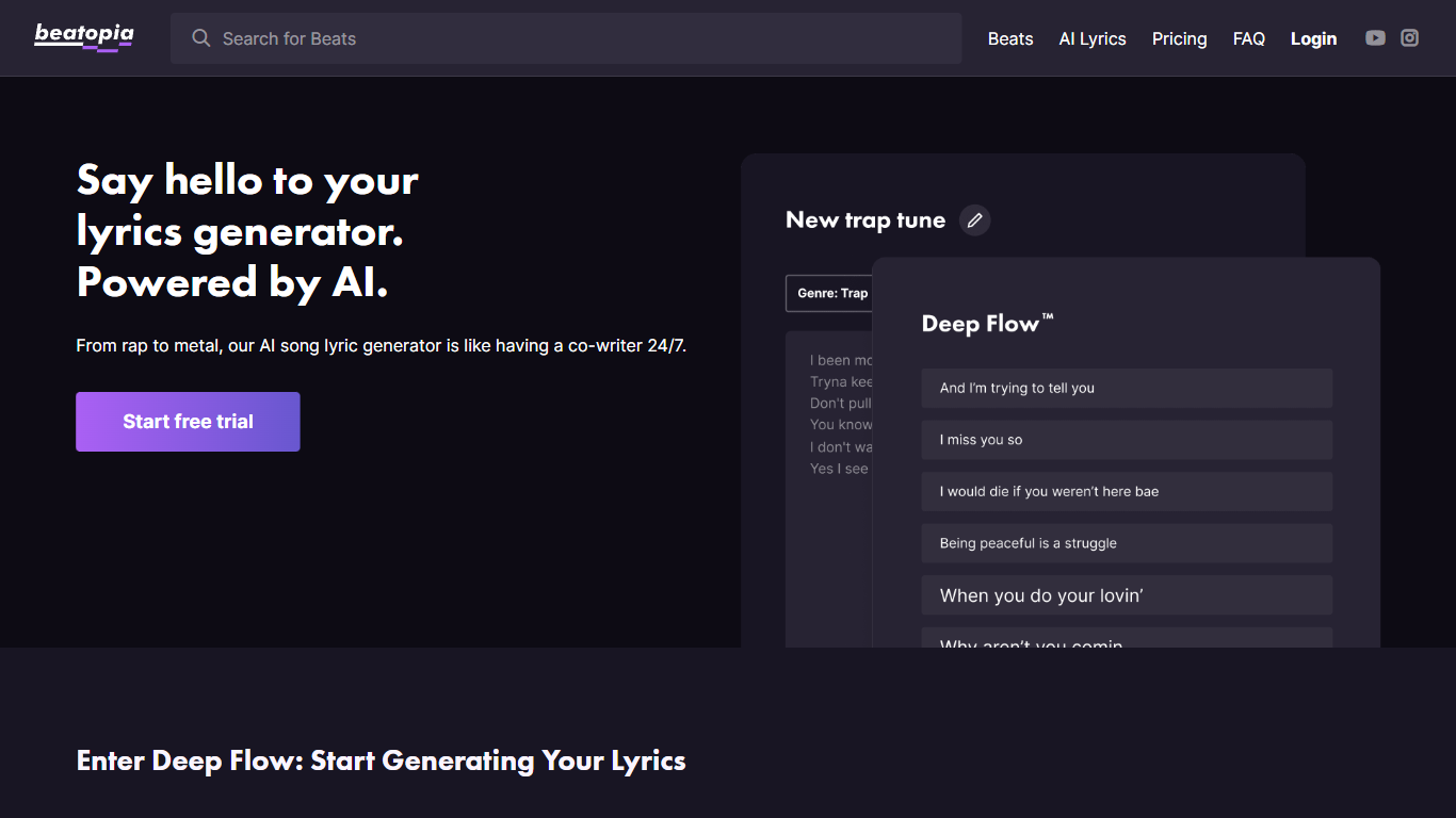 AI Lyrics Generator By Beatopia