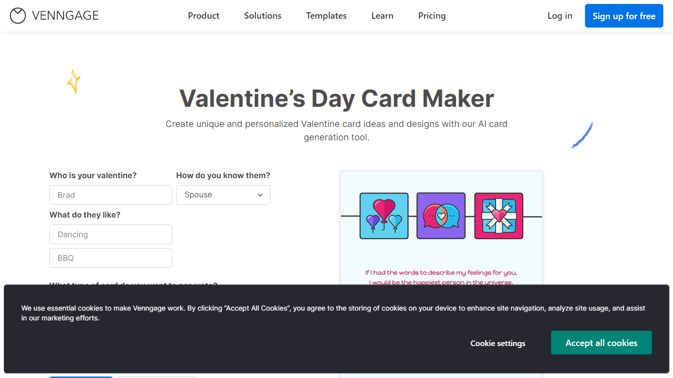 Valentine’s Day Card Maker By Venngage