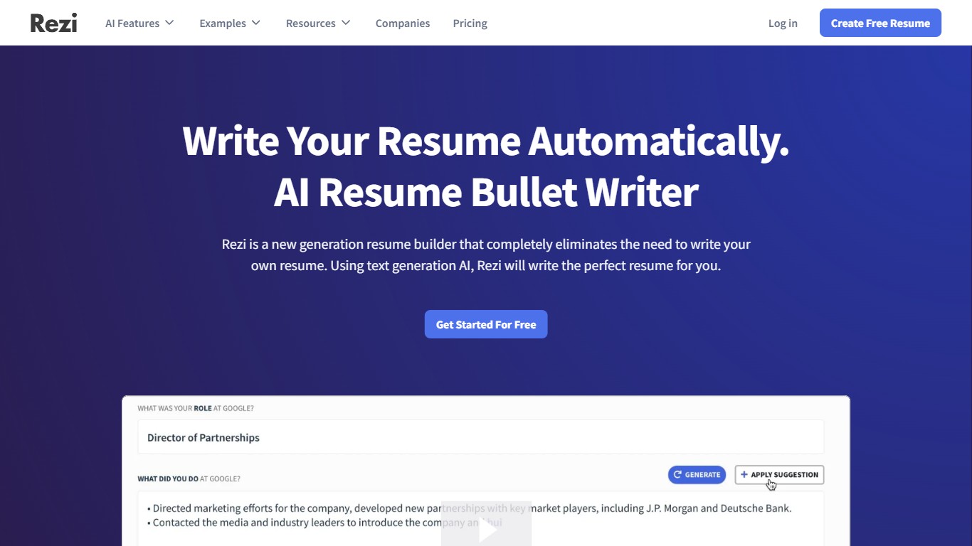 Rezi AI Resume Builder