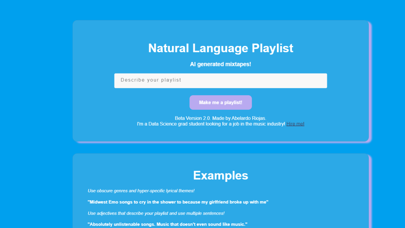 Natural Language Playlist
