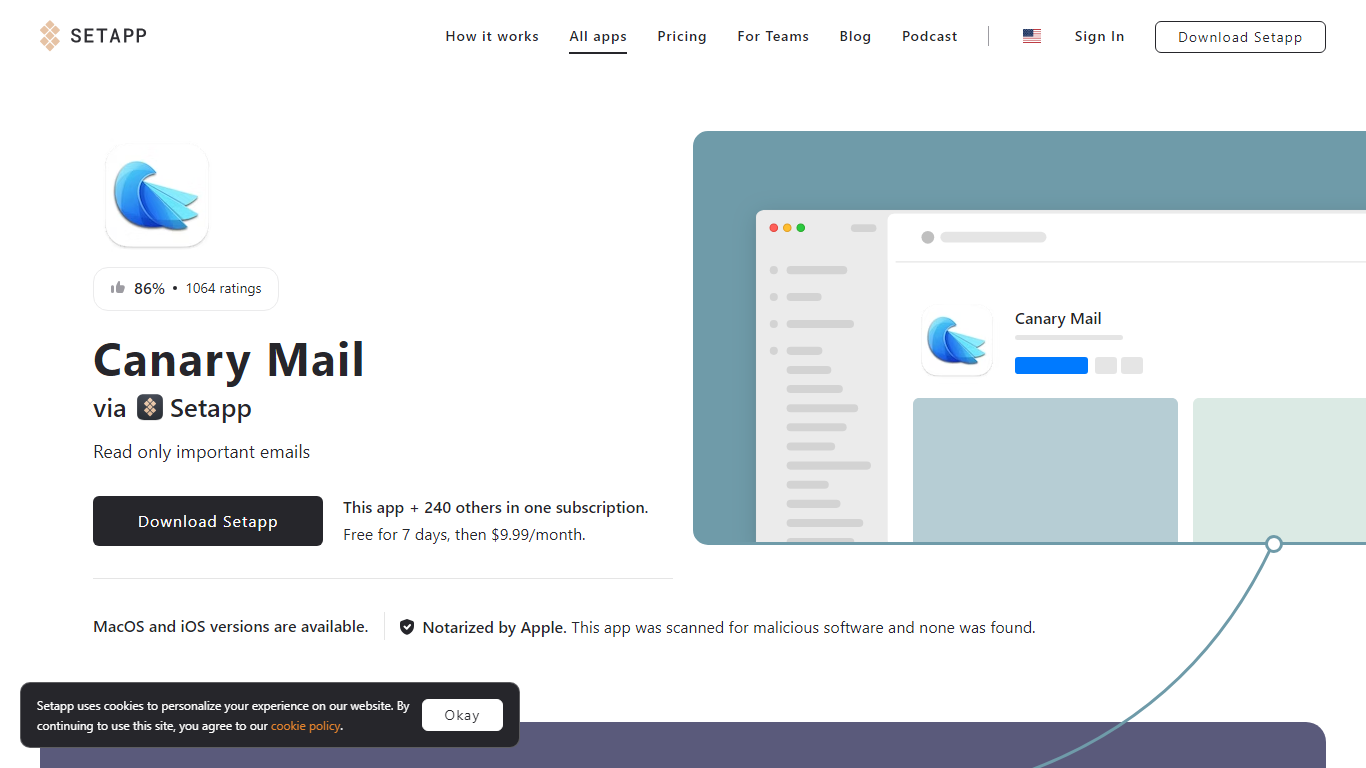 Canary Mail on Setapp