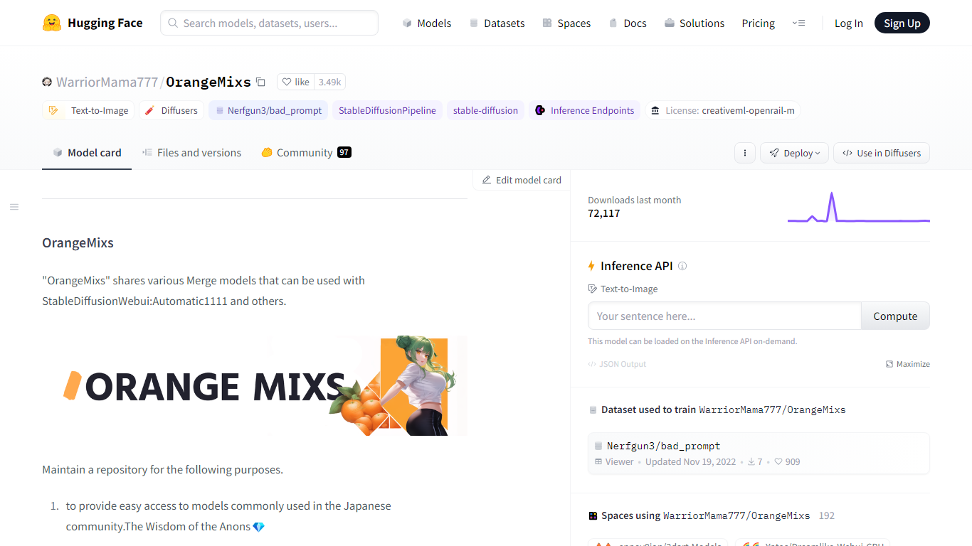 OrangeMixs on Hugging Face