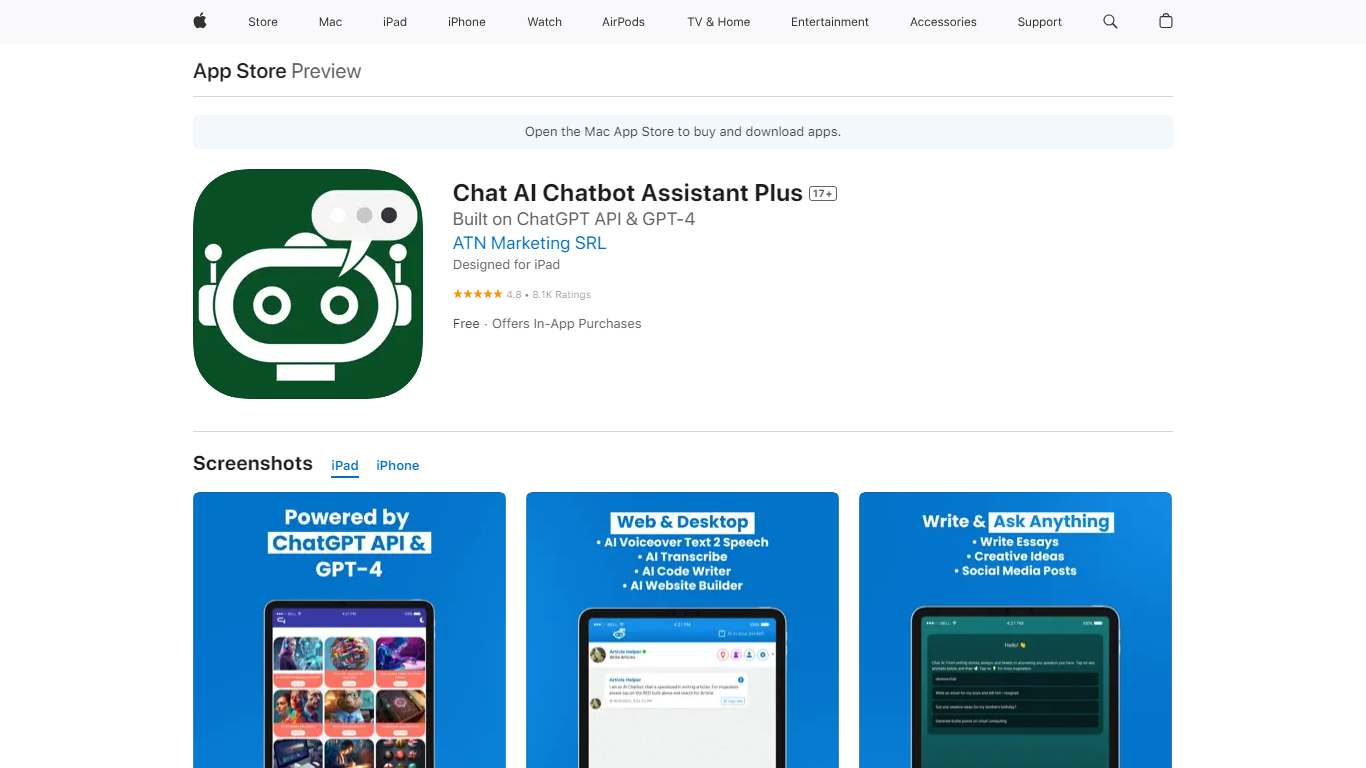 ‎Chat AI Chatbot Assistant Plus