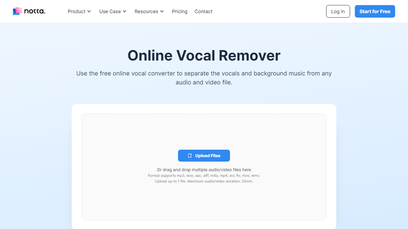 Online Vocal Remover - Notta