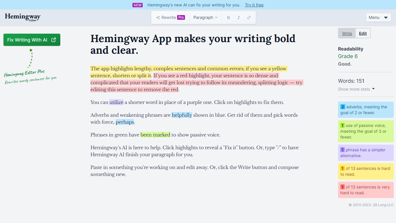 Hemingway Editor