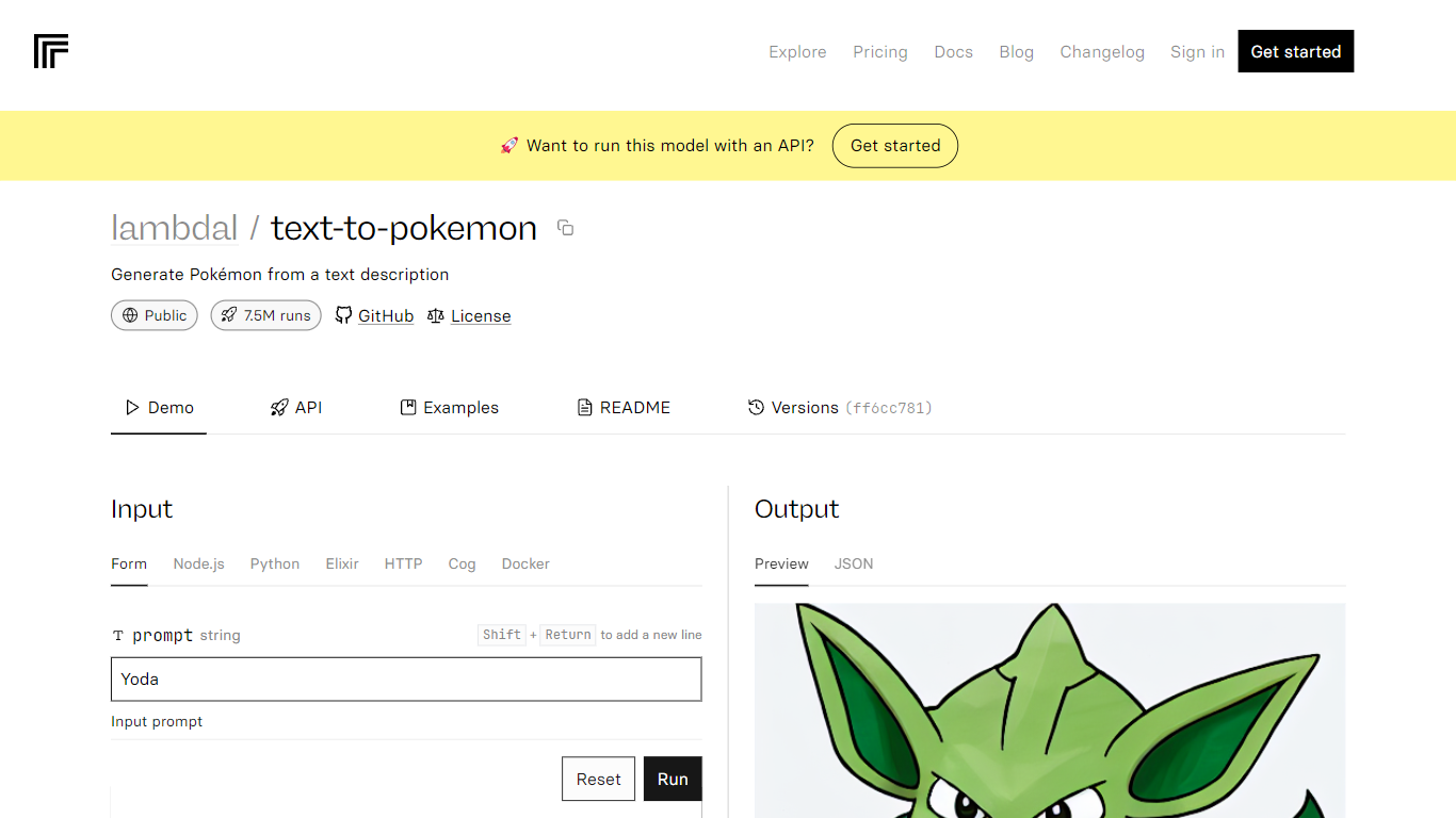 Text-to-Pokemon on Replicate