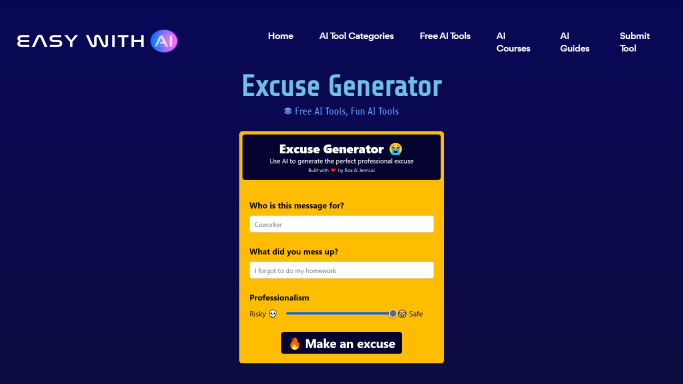 Excuse Generator - Easy With AI