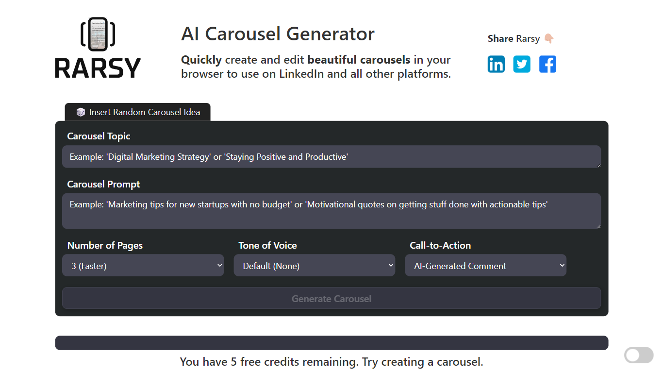 AI Carousel Generator - Rarsy