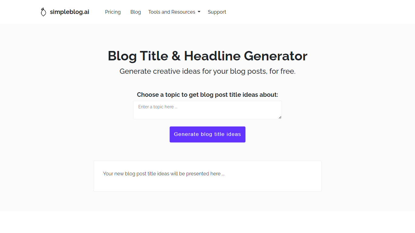 Blog Title & Headline Generator | SimpleBlog.ai