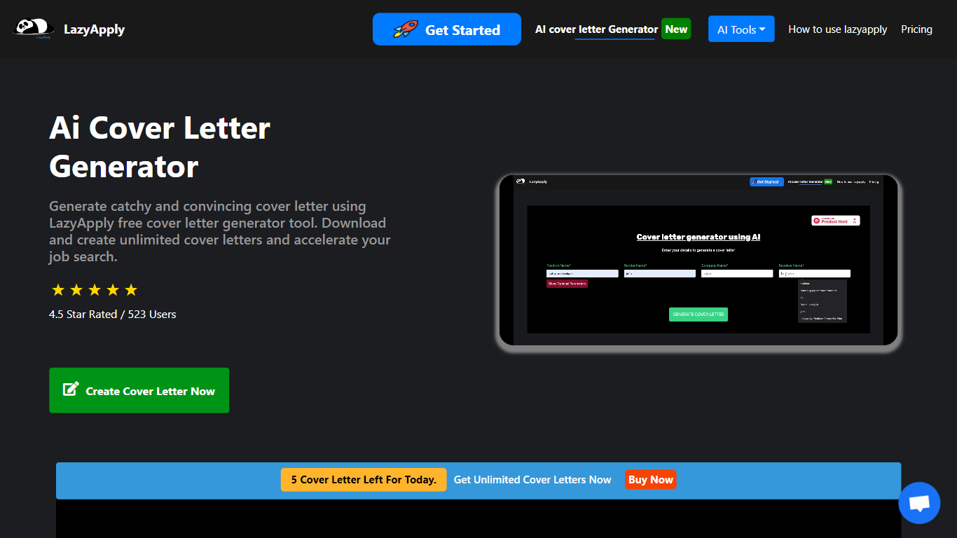 AI cover letter generator | LazyApply