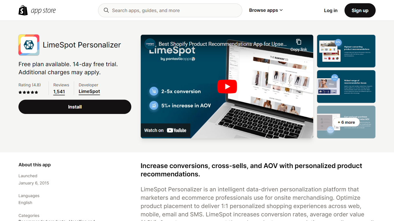 LimeSpot Personalizer | Shopify App