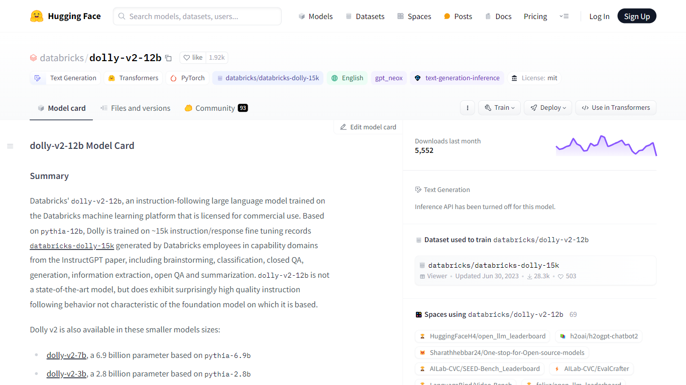 Databricks' dolly-v2-12b