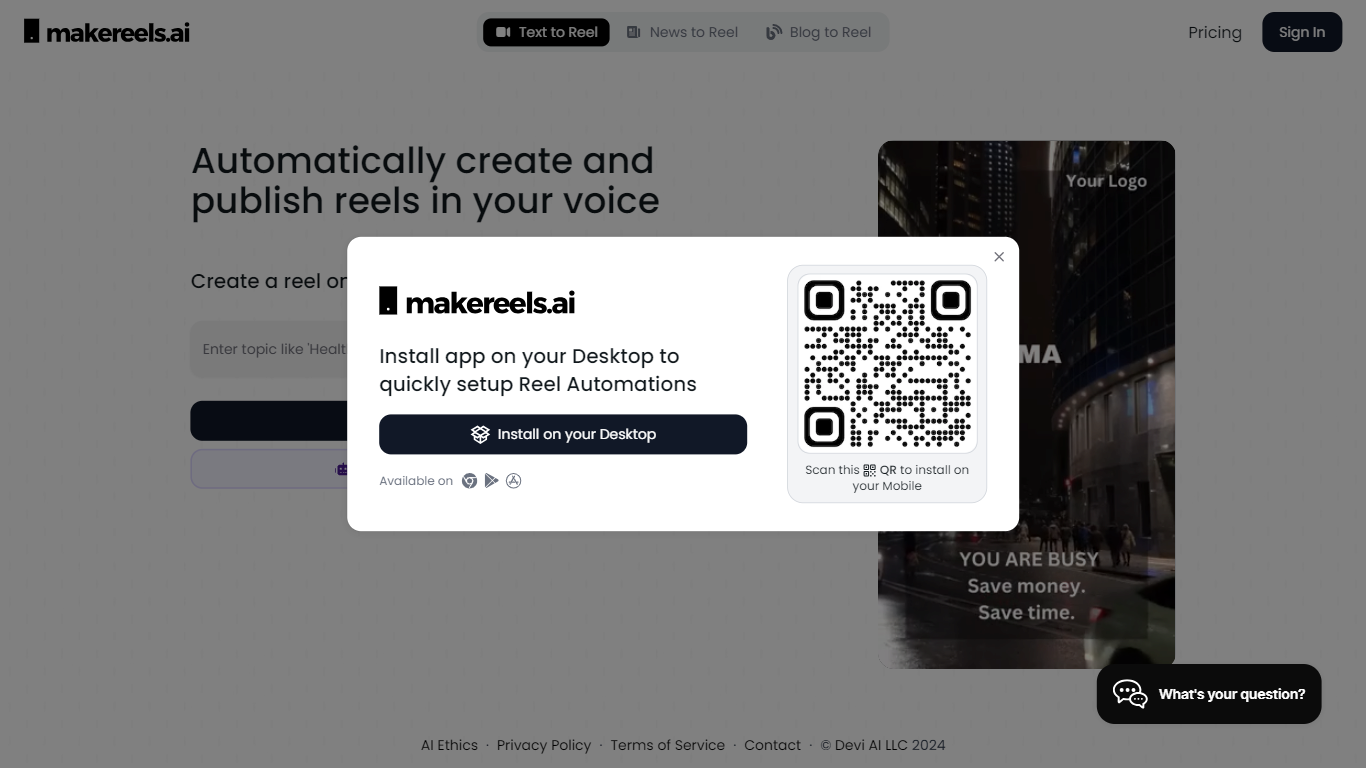 Makereels.ai - AI Instagram Reels Creator}