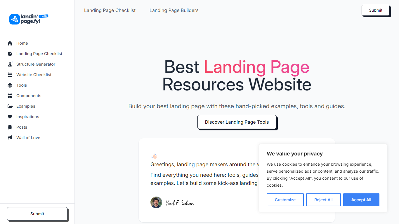 Landing Page FYI