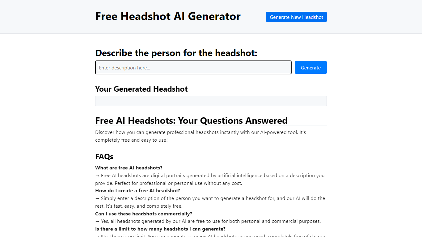 Free Headshot AI Generator - AI Headshots Generator}