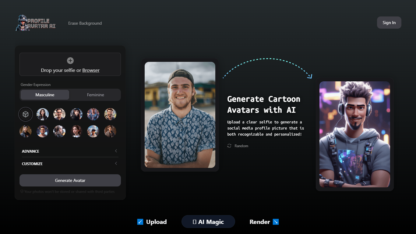 Profile Avatar AI - Create Cartoon Avatars and Emojis for Free